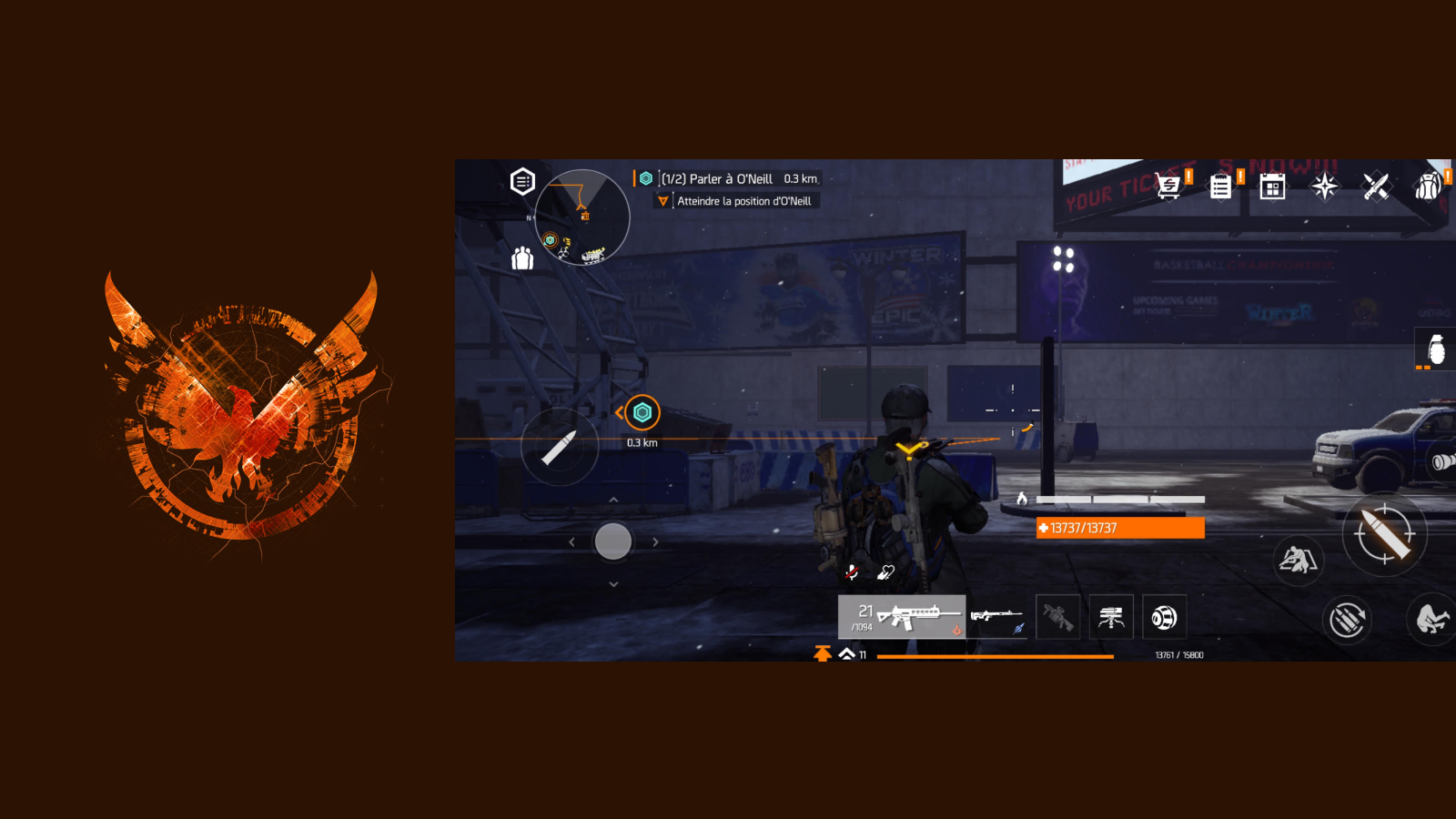 Logo de The Division Resurgence et d'une capture d'écran du jeu sur mobile